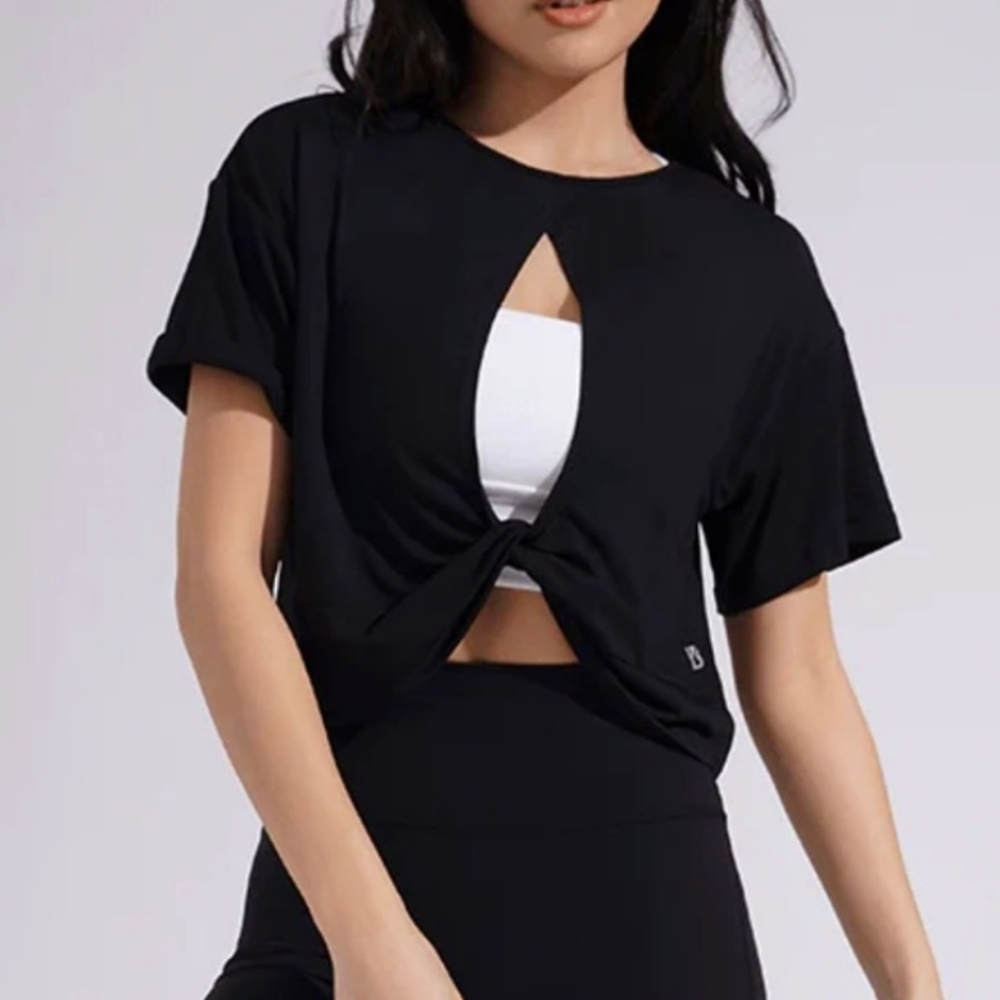 Buff‎ Bunny Twist Back Crop Workout Top Black